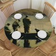 thumbnail image 1 of Orinice Dog Round Table Cover Stain Resistant Washable Indoor Outdoor Tablecloth Kitchen Dining Wedding Parties Fitted 100% Polyester Fiber 31-35, 1 of 8