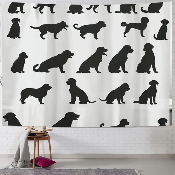 Orinice Dog Silhouettes Tapestry Wall Hanging Unique Style Graphic Tapestries for Home Decor 50x40inch