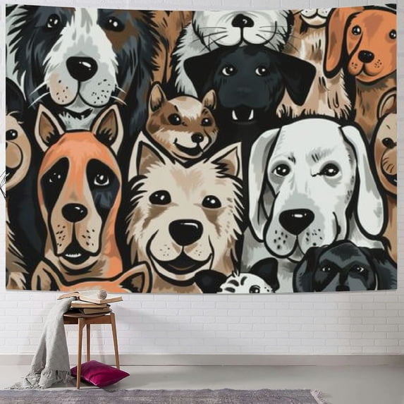 Orinice Dogs Cats Furry Art Tapestry Wall Hanging Unique Style Graphic Tapestries Home Wall Decor Art for Living Room Bedroom Apartment Farmhouse Dorm 50x40inch