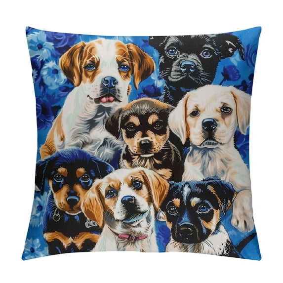 Orinice Dogs Graphic Decorative Cushion Throw Pillow Cover for Home Couch Living Room Bed Sofa Short Plush 1PC 12x12in