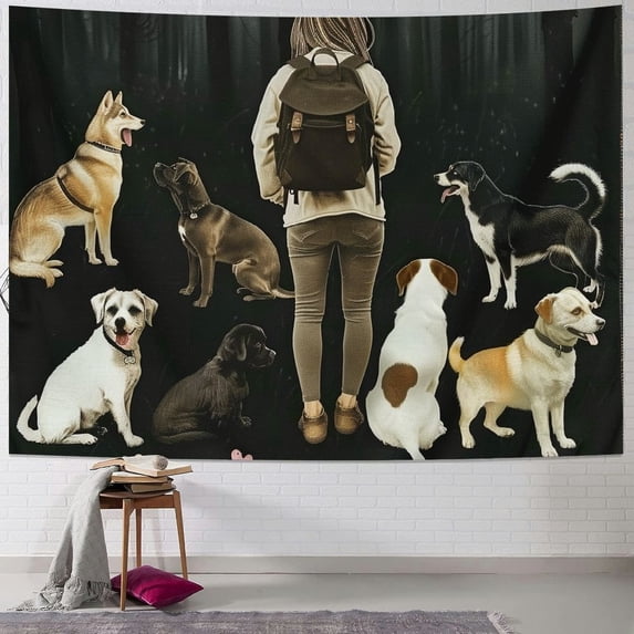 Orinice Dogs Tapestry Wall Hanging Unique Style Graphic Tapestries Home Decor Art Living Room Bedroom Apartment Farmhouse Dorm 60x50inch