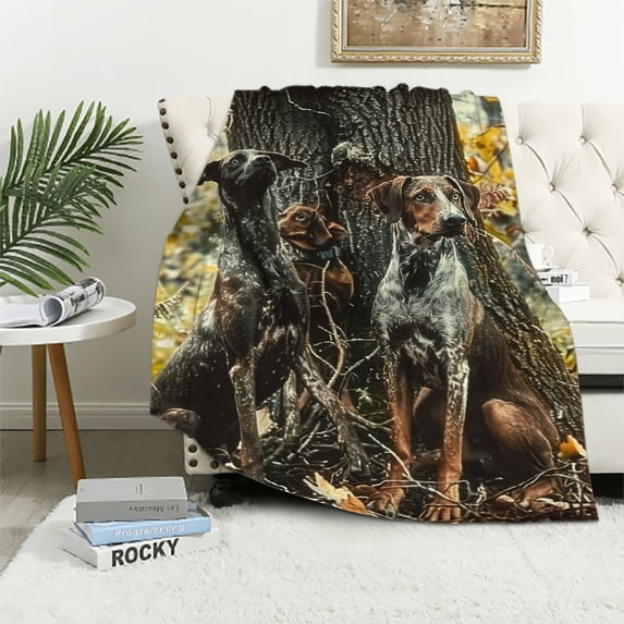 Orinice Dogs Tree Forest Warm Lightweight Blanket Soft Fleece Throw Blanket for All Seasons - Perfect Gifts for Living Rooms Sofa Decor Cow Lovers - Multiple Sizes Available 50x60in