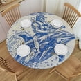 thumbnail image 1 of Orinice Dolphin Round Table Cover Stain Resistant Washable Indoor Outdoor Tablecloth Kitchen Dining Wedding Parties Elastic Edge 100% Polyester Fiber 54-58, 1 of 8