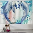 thumbnail image 1 of Orinice Dolphins Heart Shape Watercolor Tapestry Wall Hanging Unique Style for Home Decor Living Room Bedroom Apartment Farmhouse Dorm 40x30inch, 1 of 6
