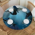 thumbnail image 1 of Orinice Dolphins Round Table Cover Stain Resistant Washable Indoor Outdoor Tablecloth Kitchen Dining Wedding Parties Elastic Edge 100% Polyester Fiber 38-42, 1 of 8