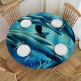 thumbnail image 1 of Orinice Dolphins Underwater Round Table Cover Stain Resistant Washable Indoor Outdoor Tablecloth Kitchen Dining Wedding Parties Picnic Farmhouse 100% Polyester Fiber 46-50, 1 of 8