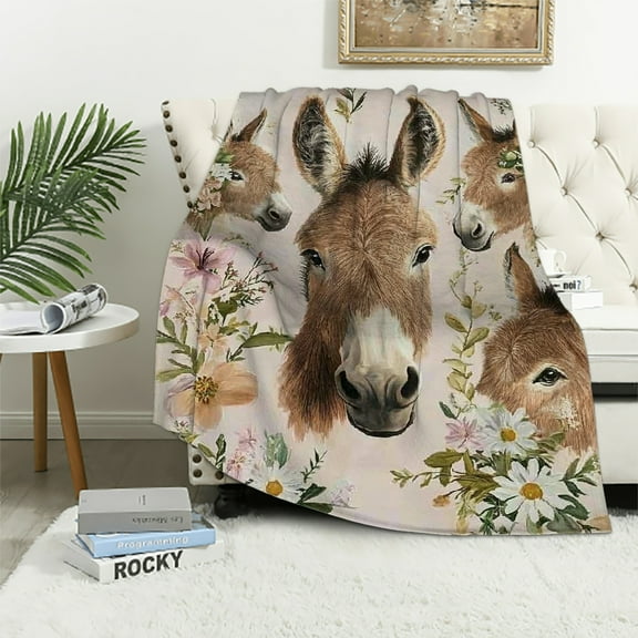 Orinice Donkey Blankets Gifts for Adult Kids, Donkey Throw Blanket, Birthday Gifts for Boys Girls, Donkey Decor for Sofa Couch Bed Living Room Soft Warm Lightweight Cozy 50x60in