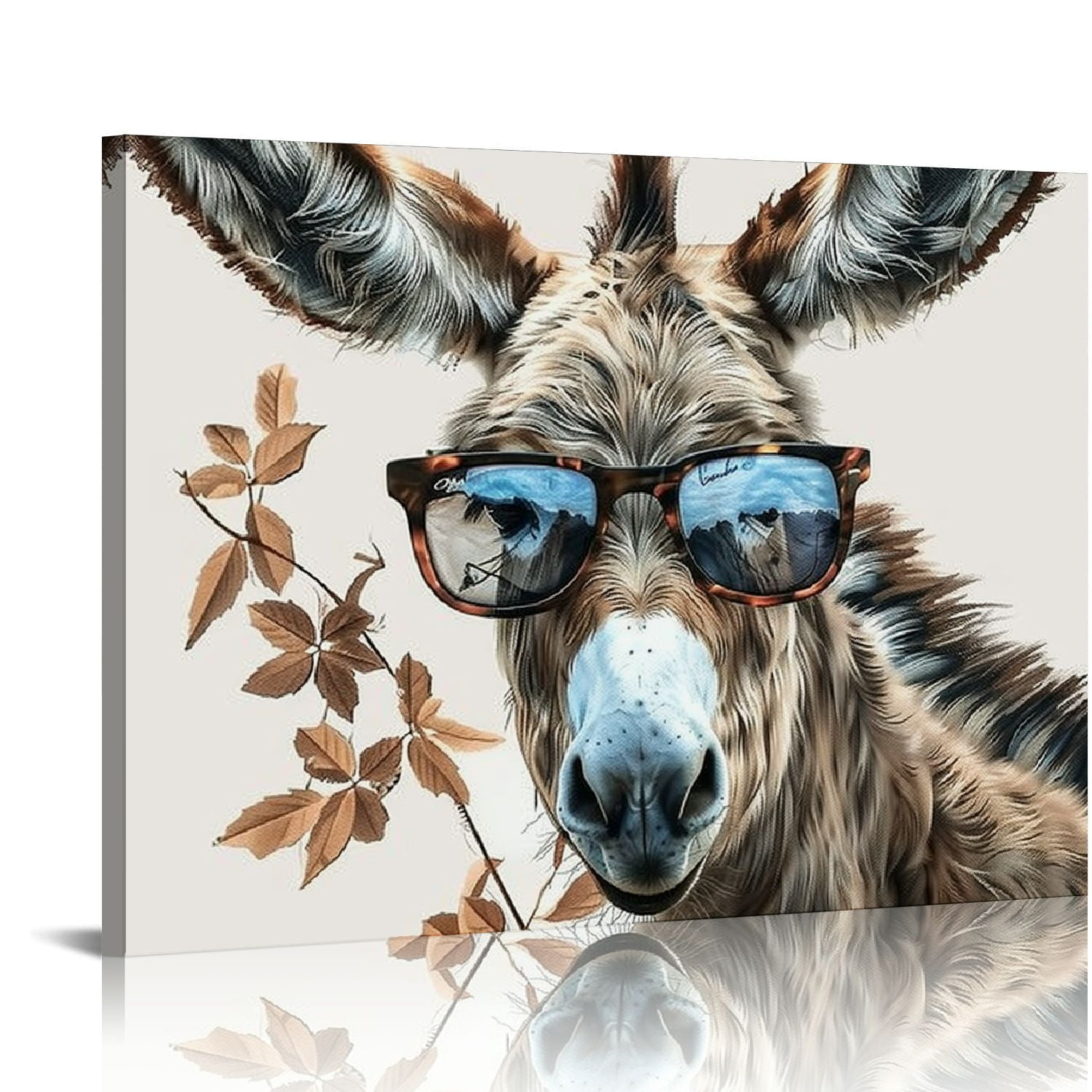 Orinice Donkey with Glasses Canvas Wall Art Funny Animal Art Canvas ...
