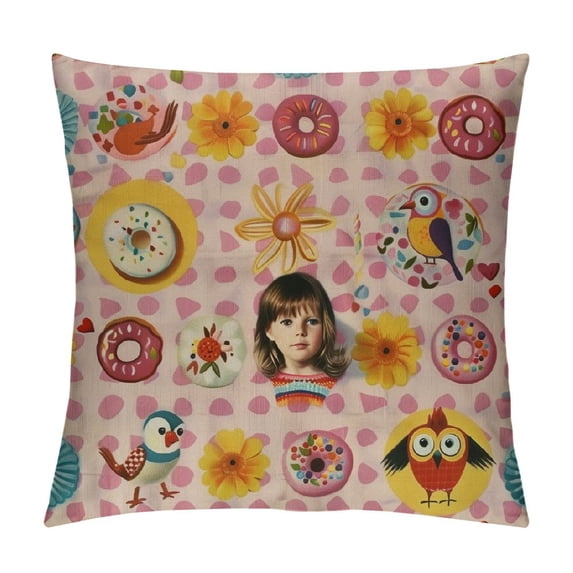 Orinice Donuts Graphic Decorative Cushion Throw Pillow Cover for Home Living Room Bed Sofa Car Couch Bedroom, Durable Material Square 1PC 24x24in