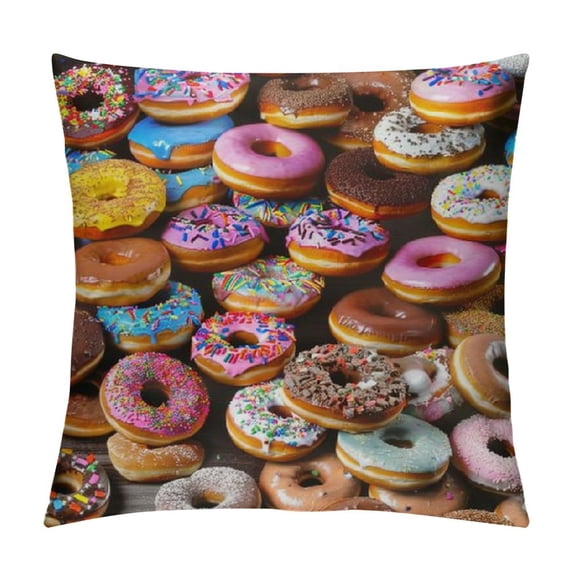 Orinice Donuts Graphic Decorative Throw Pillow Cover for Home Couch Living Room Bed Sofa - Short Plush Cushion Pillowcase 1PC 20x20in