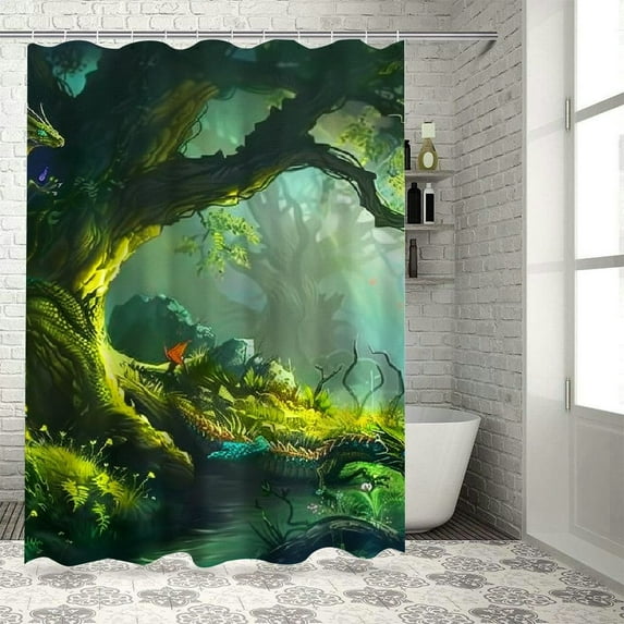 Orinice Dragon Bathroom Decor Set Colorful Luxurious Graphic Print Polyester Fabric Fashion Shower Curtain with Hooks 36x72