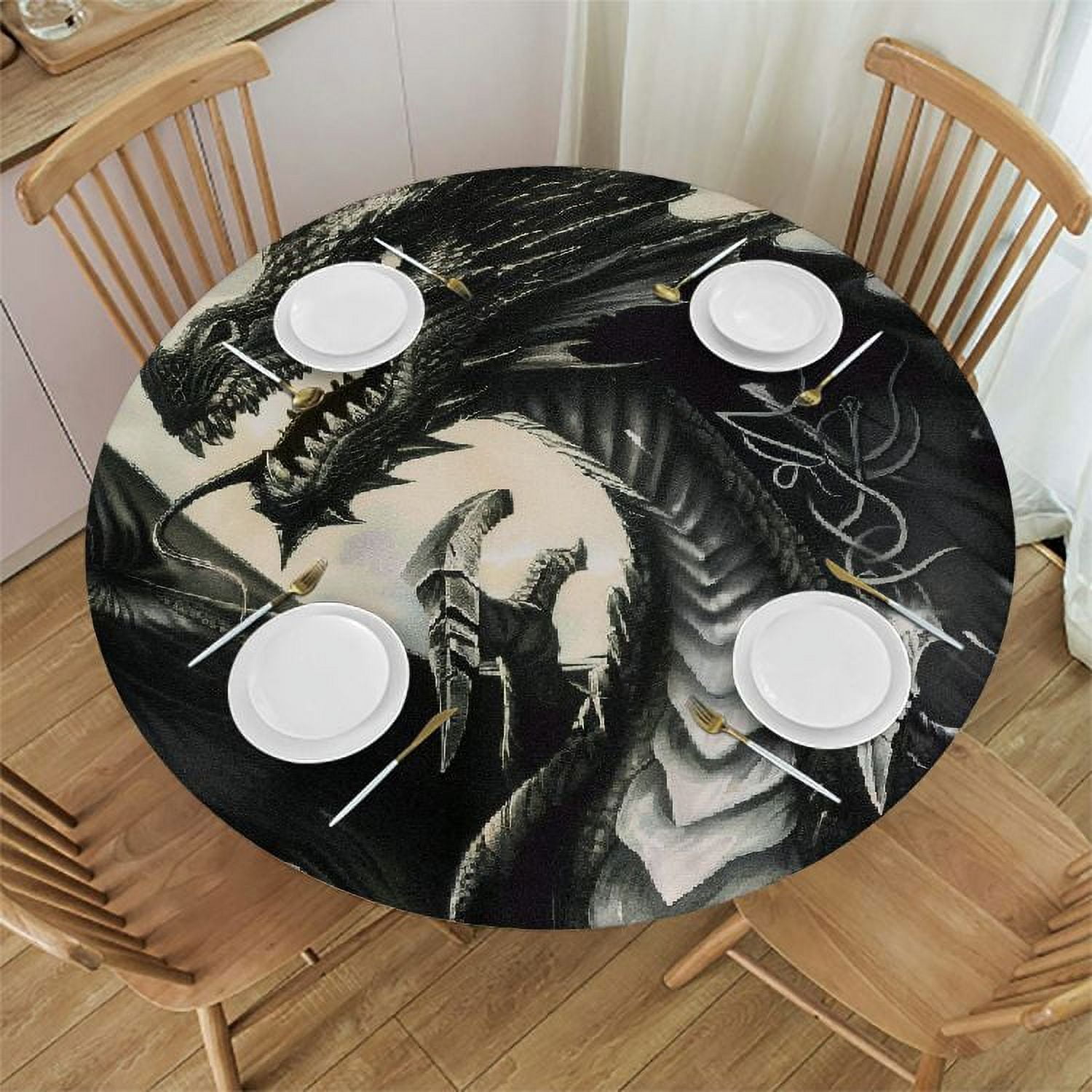 Orinice Dragon Demon Fantasy Art Round Table Cover Stain Resistant ...