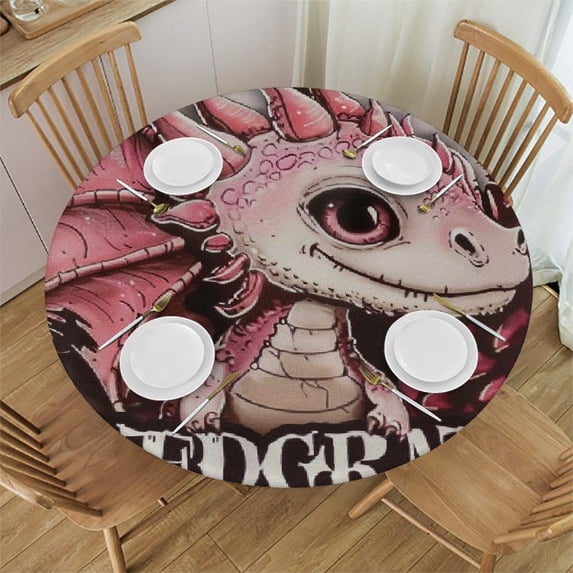 Orinice Dragon Heart Round Table Cover Stain Resistant Washable Indoor Outdoor Tablecloth Kitchen Dining Wedding Parties 100% Polyester Fiber 42-46