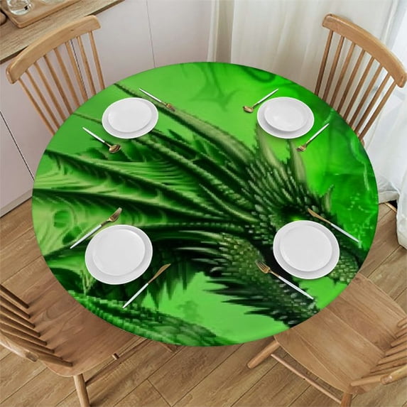 Orinice Dragon Round Table Cover Stain Resistant Washable Indoor Outdoor Tablecloth Kitchen Dining Wedding Parties 100% Polyester Fiber 54-58