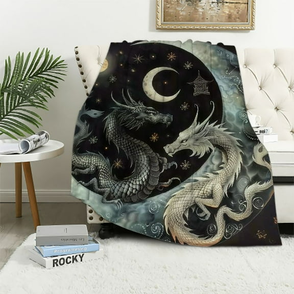 Orinice Dragon Ultra-Soft Micro Flannel Blanket Warm 3D Printing Throw Blanket Home Decor for Bed Sofa Travel Quality Washable 60x80in