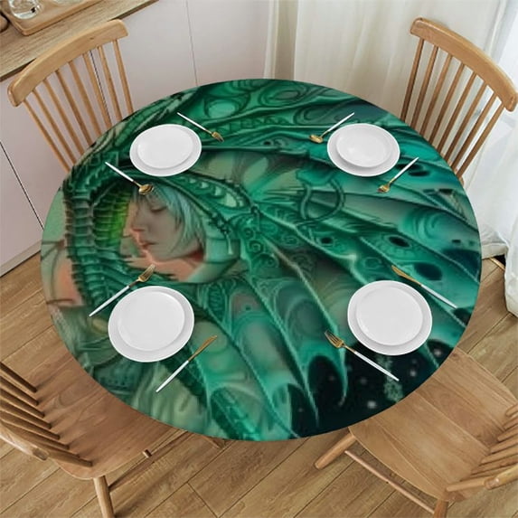 Orinice Dragon Wings Round Table Cover Stain Resistant Washable Indoor Outdoor Tablecloth Kitchen Dining Wedding Parties 100% Polyester Fiber 42-46