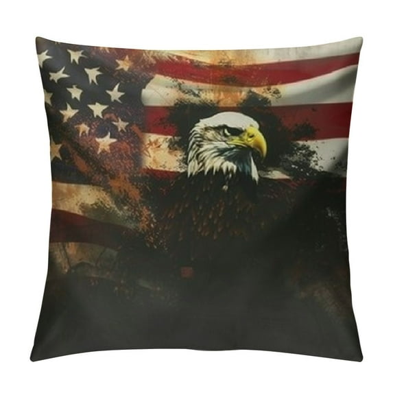 Orinice Eagle American Flag War Graphic Decorative Throw Pillow Cover 20x20in