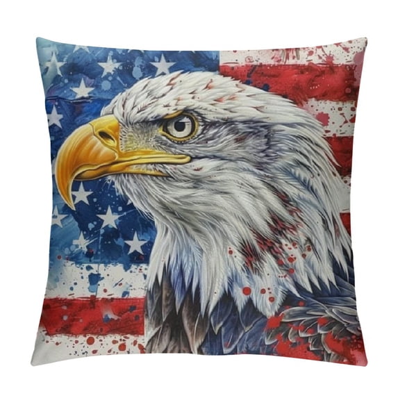 Orinice Eagle Flag Graphic Decorative Cushion Throw Pillow Cover for Home Couch Living Room Bed Sofa - 1PC Pillow Case 18x18in