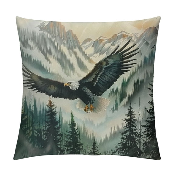 Orinice Eagle Mountain Pine Trees Graphic Decorative Cushion Throw Pillow Cover for Home Couch Living Room Sofa, Aesthetic 1PC Pillowcase All Year Round, 18x18 Inches 20x20in