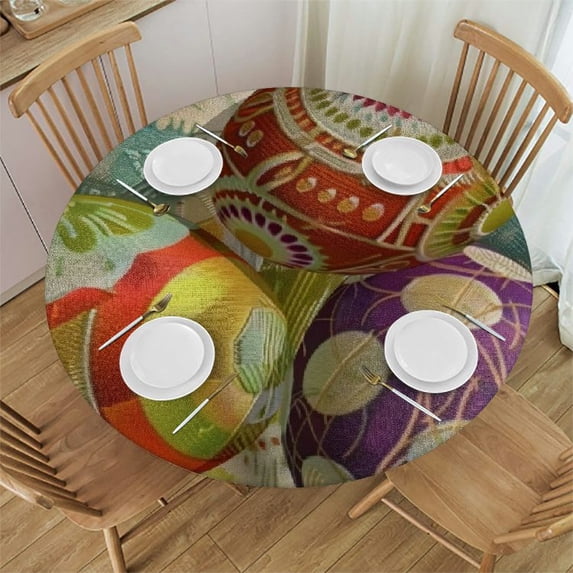 Orinice Eggs Circles Annabel Kidston Round Table Cover Stain Resistant Washable Indoor Outdoor Kitchen Dining Wedding Parties Tablecloth 100% Polyester Fiber 42-46