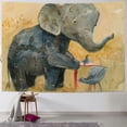 thumbnail image 1 of Orinice Elephant Baby Elephant Bird Tapestry Wall Hanging Unique Style Graphic Tapestries Home Wall Decor Art for Living Room Bedroom Apartment Farmhouse Dorm 50x40inch, 1 of 6