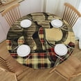 thumbnail image 1 of Orinice Elephant Baby Elephant Plaid Blanket Round Table Cover Stain Resistant Washable Indoor Outdoor Tablecloth Kitchen Dining Wedding Parties Waterproof 100% Polyester Fiber 42-46, 1 of 8