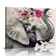 thumbnail image 1 of Orinice Elephant Flower Crown Fine Art Aesthetic Poster & Print Wall Painting for Home Decor Canvas Print Living Room Bedroom Office Wall Decor 16x12in, 1 of 6