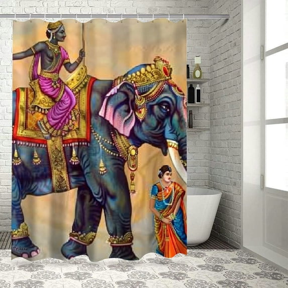 Orinice Elephant Man Woman Bathroom Decor Set Colorful Luxury Graphic Print Polyester Fabric Shower Curtain with Hooks 100% Polyester for Home Bathtubs Decoration 36x72