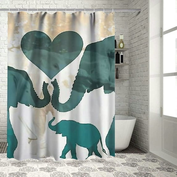Orinice Elephant shower curtain fun cute elephant blue wild animal kids bathroom bathtub decoration shower curtain fabric polyester waterproof plastic hook 36x72