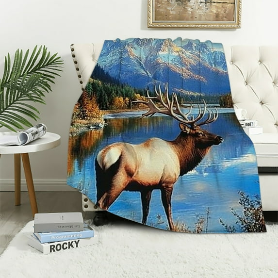 Orinice Elk Blanket Forest Grass DeerBlanket Soft Fuzzy Plush Throw Blankets for Couch Bed 50x60in