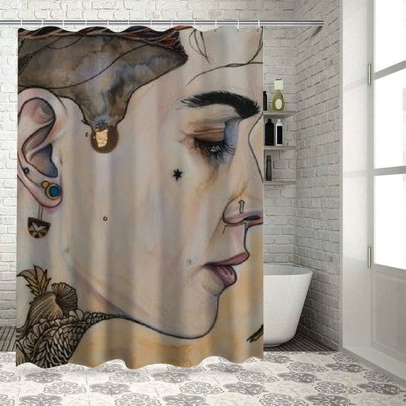 Orinice Ellen Gallagher Bathroom Decor Set with Hooks, Colorful Luxurious Graphic Print Polyester Fabric Fashion Shower Curtain, 100% Waterproof, Easy Installation, Machine Washable 69x72