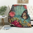 thumbnail image 1 of Orinice  Enjoy The Little Things Soft Flannel Fleece Throw Blanket, Sketch of Spring with Butterflies Grunge Design Uplifting Phrase, Cozy Plush for Indoor and Outdoor Use, 50x60in, 1 of 1