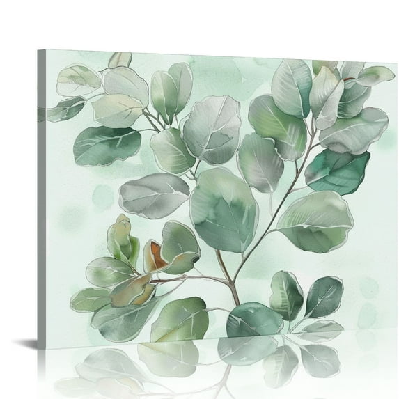 Orinice FRAMED Botanical Plant Canvas Wall Art,Boho Plant Wall Decor for Bedroom,Minimalist Floral Prints for Living Room,Light Green Botanical Art Painting for Office, 16x12in