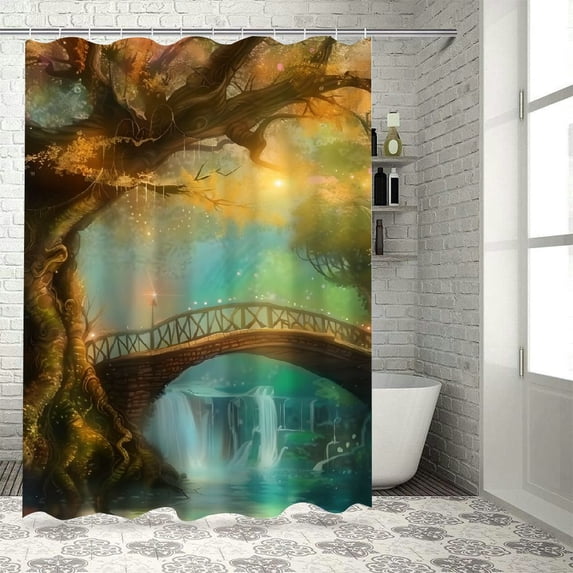 Orinice Fantasy Art Bathroom Decor Set Colorful Luxurious Graphic Print Polyester Shower Curtain with Hooks 60x72