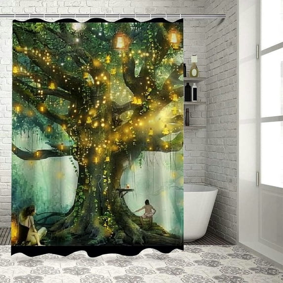 Orinice Fantasy Artwork Bathroom Decor Set with Hooks, Colorful Luxury Graphic Print Polyester Fabric Shower Curtain for Home Bathtubs Bathroom Decoration 60x72