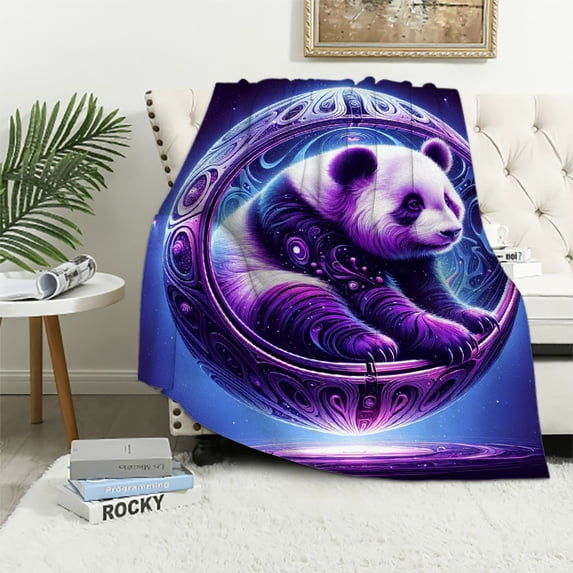 Orinice Fantasy Panda Futuristic Pod Warm Lightweight Blanket Soft Fleece Blankets All Seasons Throw Blanket for Bed Couch Sofa Office Decor Gifts 50x60in