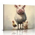 thumbnail image 1 of Orinice  Farm Animal Aesthetic – Chicken Standing On Smiling Pig Canvas Printing  Ideal For Decorating Living Room Bedroom Bathroom And Office Spaces  Unframed 16x12in, 1 of 6