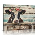 thumbnail image 1 of Orinice Farmhouse Canvas Wall Art Rustic Cow Cattle Wall Decor Inspirational Quotes Country Farm Animals Pictures Painting Prints Framed Artwork for Living Room Kitchen Bathroom  16x12in, 1 of 6