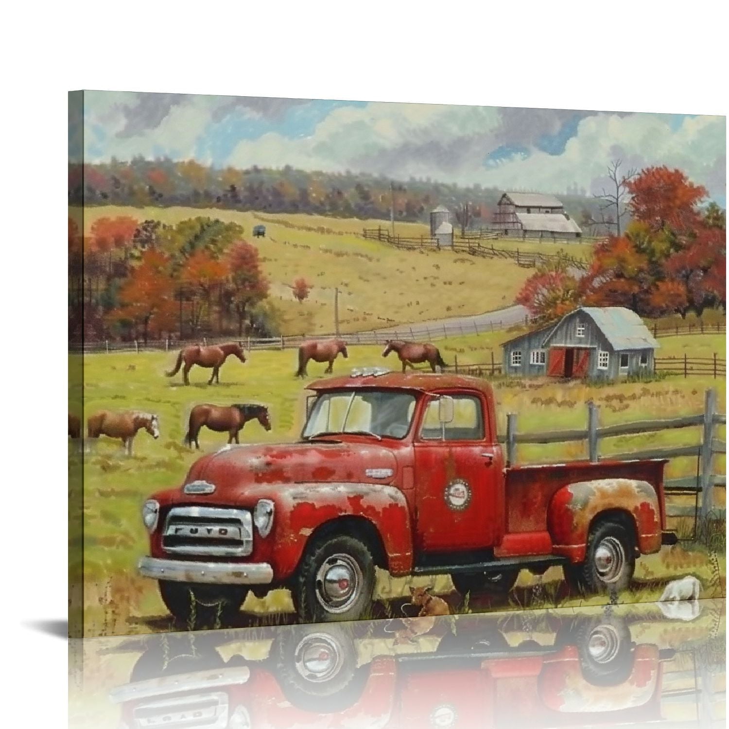 Orinice Farmhouse Wall Art Rustic Old Truck Barn Canvas Painting Print ...