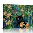 thumbnail image 1 of Orinice Farmhouse Wall Decoration, Vintage Famous Iris, Cat Wall, Bohemian Wall Art, Funny Black Cat Canvas Wall Art, Living Room Wall Art, Wall Art Bedroom, Bathroom Wall Art 20''X16'' 16x12in, 1 of 6