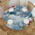 thumbnail image 1 of Orinice Fish Flowers Water Wave Round Table Cover Stain Resistant Washable Indoor Outdoor Tablecloth Kitchen Dining Wedding Parties 100% Polyester Fiber 46-50, 1 of 8