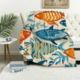 thumbnail image 1 of Orinice Fish Pattern Blue and Orange Warm Lightweight Fleece Blanket for All Seasons, Soft Throw Blanket for Living Rooms Sofa Decor, Cow Gifts Blanket, Excellent Hand Feel Blanket 40x50in, 1 of 6