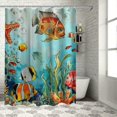 thumbnail image 1 of Orinice Fish Shower Curtain Tropical Marine Life Underwater World Coral Sea Animals Green Ocean Fabric Bathroom Curtain with Hooks White, 1 of 7