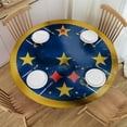 thumbnail image 1 of Orinice Flag Stars Circle Round Table Cover Stain Resistant Washable Indoor Outdoor Tablecloth Kitchen Dining Wedding Parties 100% Polyester Fiber 54-58, 1 of 8
