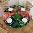 thumbnail image 1 of Orinice Flamingos Leaves Plants Round Table Cover Stain Resistant Washable Indoor Outdoor Tablecloth Kitchen Dining Wedding Parties 100% Polyester Fiber 31-35, 1 of 8