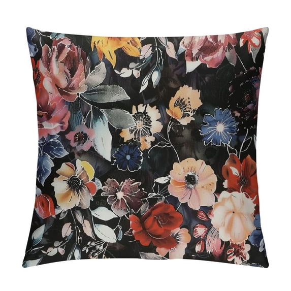 Orinice Floral Print Graphic Decorative Pillow Cover for Home Couch Living Room Bed Sofa - Short Plush Material - Invisible Zipper Design - 1PC 12x12in