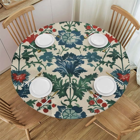 Orinice Floral Print Round Table Cover Stain Resistant Washable Indoor Outdoor Tablecloth Kitchen Dining Wedding Parties Table Cloth 100% Polyester Fiber 42-46
