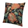 thumbnail image 1 of Orinice Floral Throw Pillow Cover Retro Flower Leaf Vintage Style Black Background Square Pillow Case Cushion Cover for Home Car Decorative   22x22in, 1 of 5