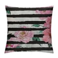 thumbnail image 1 of Orinice  Floral Throw Pillow Cushion Cover, Watercolor Peony Flowers with Black Brush Strokes Romantic Spring Print, Decorative Square Accent Pillow Case,  White, 1 of 5