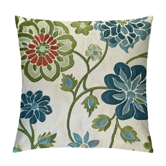 Orinice Flower Embroidered Pillow Covers SpringThrow Decorative Pillowcases Colorful Farmhouse Plant Cushion Covers for Couch Sofa Bed Living Room